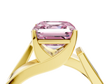 Yellow gold Modern Tension Set Fancy Pink Asscher  Solitaire Wide Band Ring_72