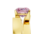 Yellow gold Modern Tension Set Fancy Pink Asscher  Solitaire Wide Band Ring_73