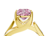 Yellow gold Modern Tension Set Fancy Pink Cushion  Solitaire Wide Band Ring_66