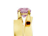Yellow gold Modern Tension Set Fancy Pink Cushion  Solitaire Wide Band Ring_67