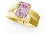 Yellow gold Modern Tension Set Fancy Pink Emerald  Solitaire Wide Band Ring_94