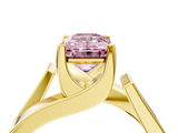 Yellow gold Modern Tension Set Fancy Pink Emerald  Solitaire Wide Band Ring_97