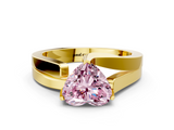 Yellow gold Modern Tension Set Fancy Pink Heart  Solitaire Wide Band Ring_93
