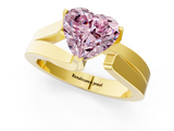 Yellow gold Modern Tension Set Fancy Pink Heart  Solitaire Wide Band Ring_94