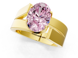 Yellow gold Modern Tension Set Fancy Pink Oval  Solitaire Wide Band Ring_62