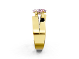 Yellow gold Modern Tension Set Fancy Pink Oval  Solitaire Wide Band Ring_63