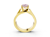 Yellow gold Modern Tension Set Fancy Pink Oval  Solitaire Wide Band Ring_64