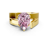 Yellow gold Modern Tension Set Fancy Pink Pear  Solitaire Wide Band Ring_93