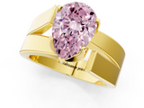 Yellow gold Modern Tension Set Fancy Pink Pear  Solitaire Wide Band Ring_94