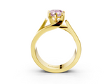 Yellow gold Modern Tension Set Fancy Pink Pear  Solitaire Wide Band Ring_96