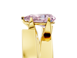 Yellow gold Modern Tension Set Fancy Pink Pear  Solitaire Wide Band Ring_98