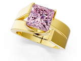 Yellow gold Modern Tension Set Fancy Pink Princess  Solitaire Wide Band Ring_17