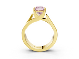 Yellow gold Modern Tension Set Fancy Pink Princess  Solitaire Wide Band Ring_19