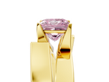 Yellow gold Modern Tension Set Fancy Pink Princess  Solitaire Wide Band Ring_21