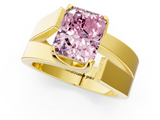 Yellow gold Modern Tension Set Fancy Pink Radiant  Solitaire Wide Band Ring_80