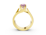 Yellow gold Modern Tension Set Fancy Pink Radiant  Solitaire Wide Band Ring_82