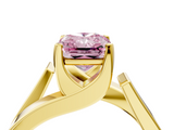 Yellow gold Modern Tension Set Fancy Pink Radiant  Solitaire Wide Band Ring_83
