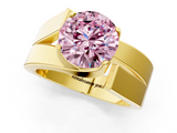 Yellow gold Modern Tension Set Fancy Pink Round  Solitaire Wide Band Ring_17