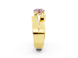 Yellow gold Modern Tension Set Fancy Pink Round  Solitaire Wide Band Ring_18