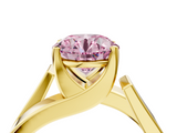 Yellow gold Modern Tension Set Fancy Pink Round  Solitaire Wide Band Ring_20