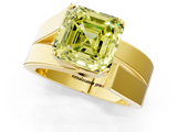 Yellow gold Modern Tension Set Fancy Yellow Asscher  Solitaire Wide Band Ring_69