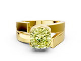 Yellow gold Modern Tension Set Fancy Yellow Cushion  Solitaire Wide Band Ring_78