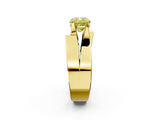 Yellow gold Modern Tension Set Fancy Yellow Cushion  Solitaire Wide Band Ring_80