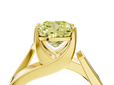 Yellow gold Modern Tension Set Fancy Yellow Cushion  Solitaire Wide Band Ring_82