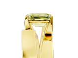 Yellow gold Modern Tension Set Fancy Yellow Emerald  Solitaire Wide Band Ring_97