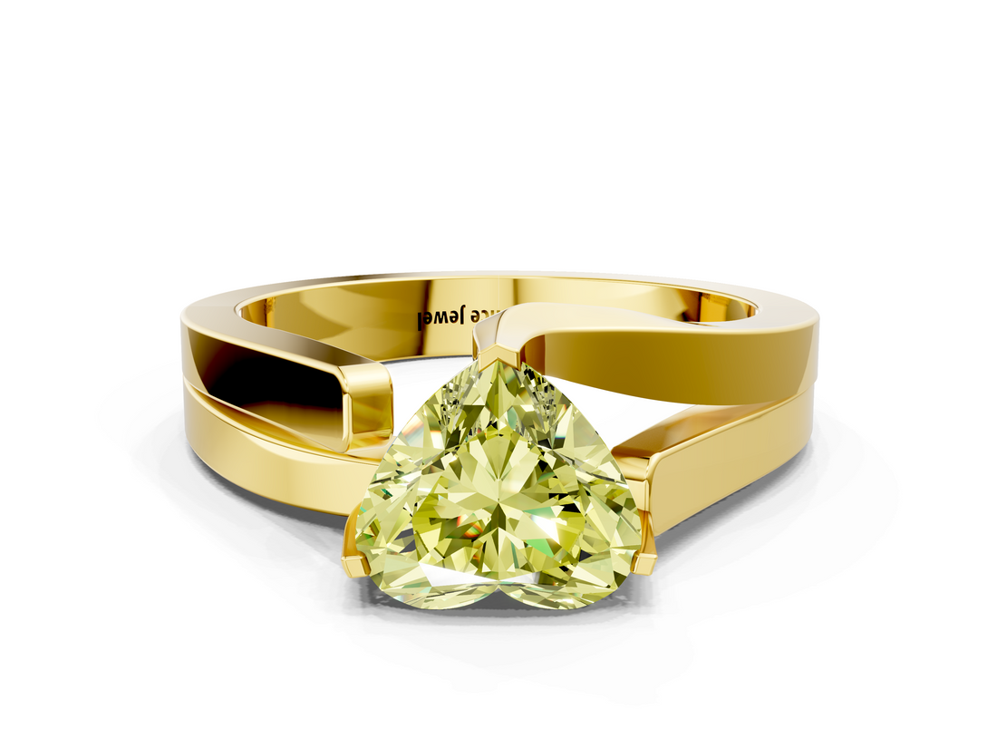 Yellow gold Modern Tension Set Fancy Yellow Heart  Solitaire Wide Band Ring_99