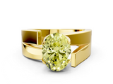 Yellow gold Modern Tension Set Fancy Yellow Oval  Solitaire Wide Band Ring_79