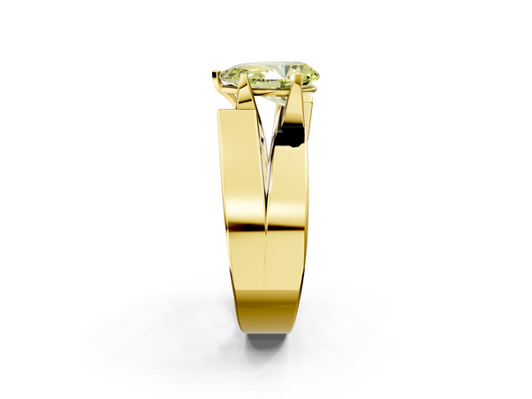 Yellow gold Modern Tension Set Fancy Yellow Pear Cut Diamond Solitaire Wide Band Ring