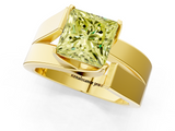 Yellow gold Modern Tension Set Fancy Yellow Princess  Solitaire Wide Band Ring_18