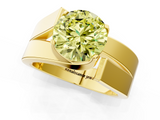 Yellow gold Modern Tension Set Fancy Yellow Round  Solitaire Wide Band Ring_19