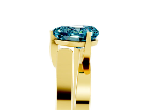 Yellow gold Modern Tension Set Heart Cut Blue Topaz Solitaire Wide Band Ring_5