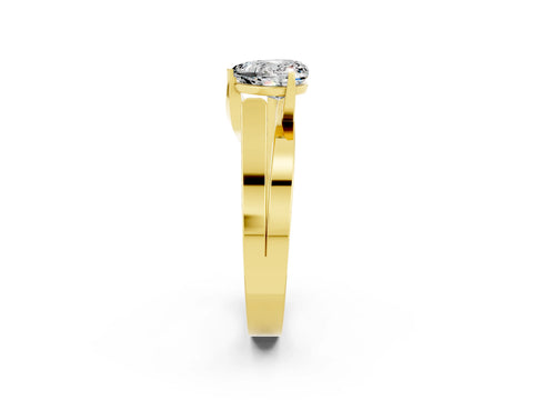 Yellow gold Modern Tension Set Heart Cut Moissanite Solitaire Wide Band Ring_2