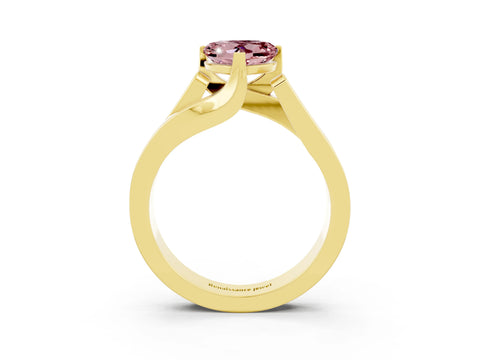Yellow gold Modern Tension Set Heart Cut Morganite Solitaire Wide Band Ring_3