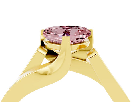 Yellow gold Modern Tension Set Heart Cut Morganite Solitaire Wide Band Ring_4