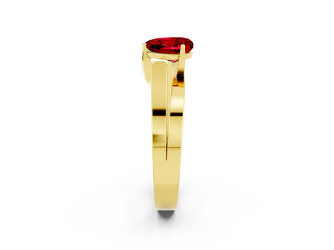 Yellow gold Modern Tension Set Heart Cut Ruby Solitaire Wide Band Ring_2