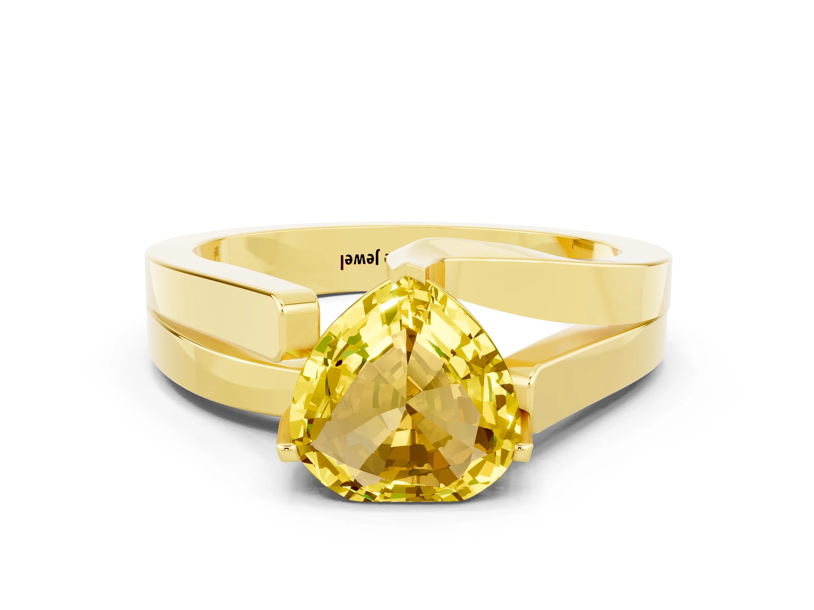 Yellow gold Modern Tension Set Heart Cut Yellow Sapphire Solitaire Wide Band Ring_12