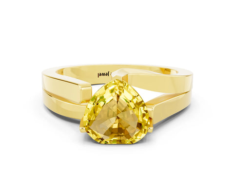 Yellow gold Modern Tension Set Heart Cut Yellow Sapphire Solitaire Wide Band Ring_12