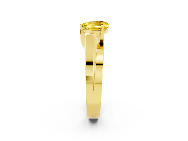 Yellow gold Modern Tension Set Heart Cut Yellow Sapphire Solitaire Wide Band Ring