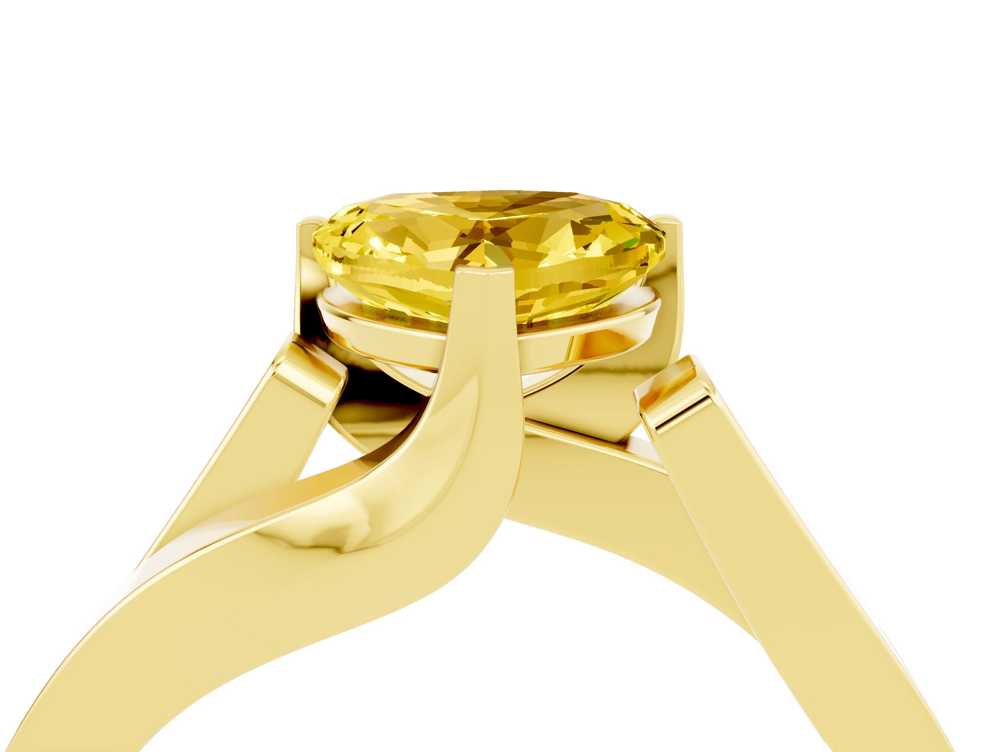 Yellow gold Modern Tension Set Heart Cut Yellow Sapphire Solitaire Wide Band Ring_16