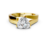 Yellow gold Modern Tension Set Heart Solitaire Wide Band Ring_146