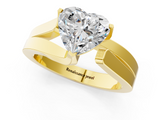 Yellow gold Modern Tension Set Heart Solitaire Wide Band Ring_147