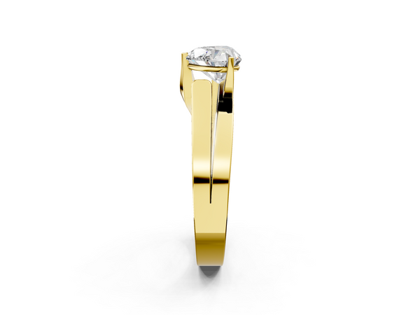 Yellow Gold Heart-Shaped Solitaire Engagement Ring Setting with Wide Stepped Bypass Band