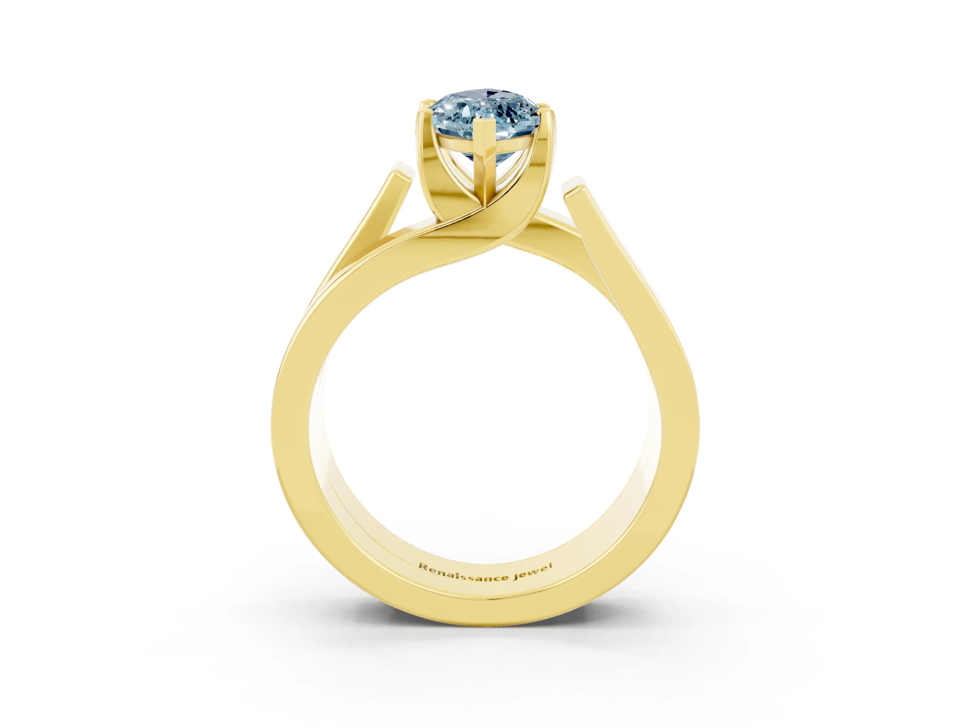 Yellow gold Modern Tension Set Marquise Cut Aquamarine Solitaire Wide Band Ring_3