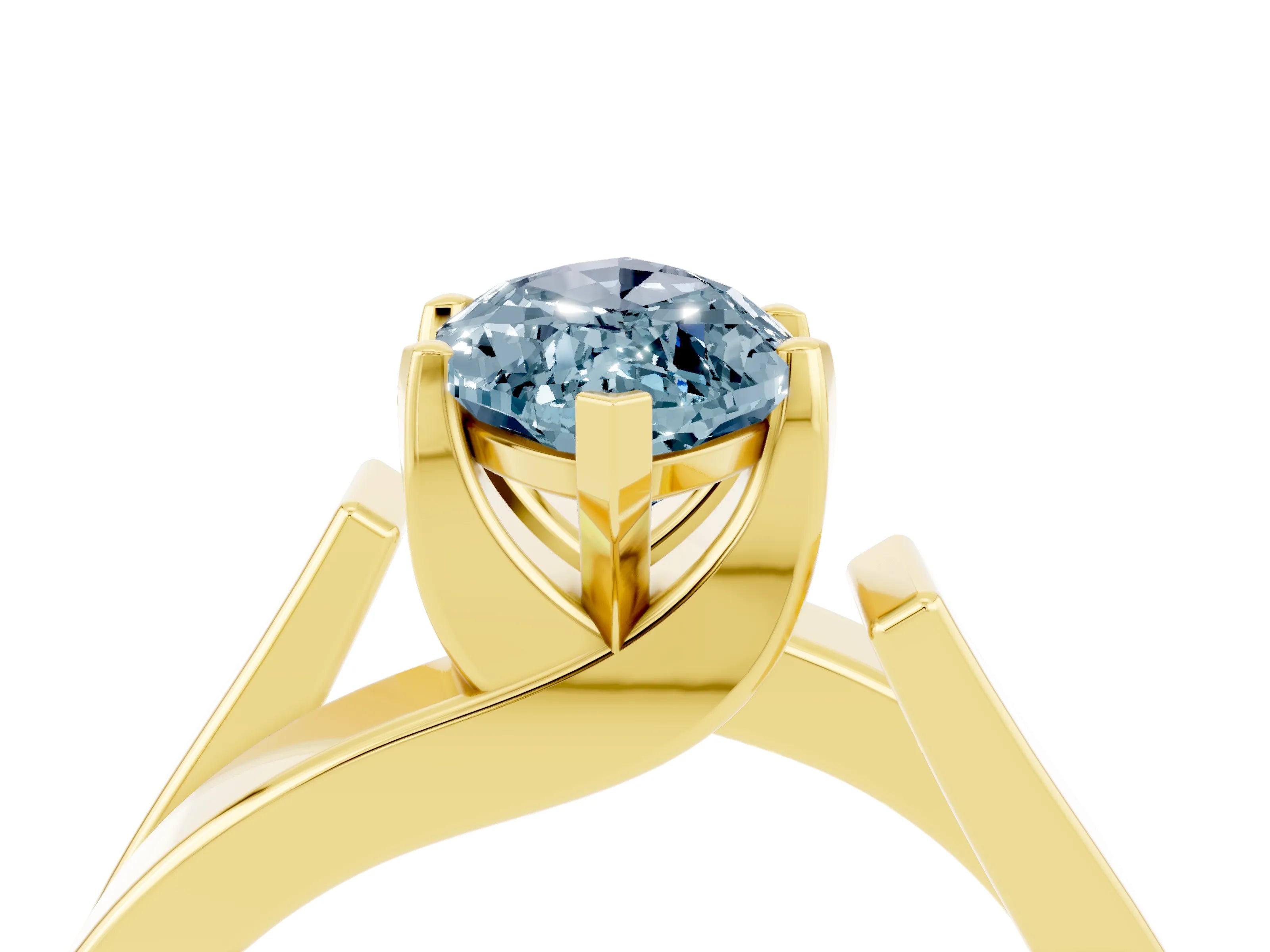 Yellow gold Modern Tension Set Marquise Cut Aquamarine Solitaire Wide Band Ring_4