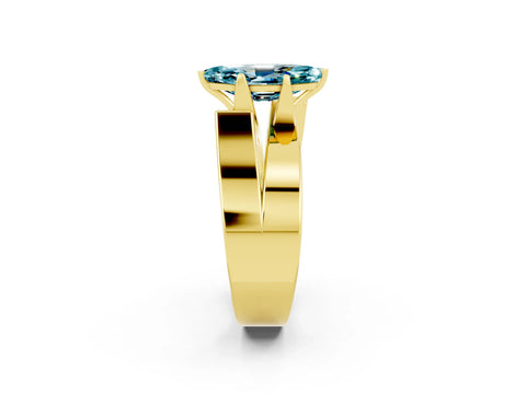 Yellow gold Modern Tension Set Marquise Cut Blue Topaz Solitaire Wide Band Ring_2