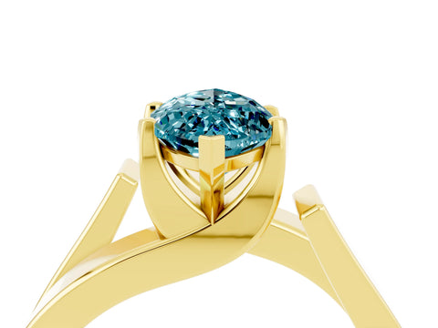 Yellow gold Modern Tension Set Marquise Cut Blue Topaz Solitaire Wide Band Ring_4